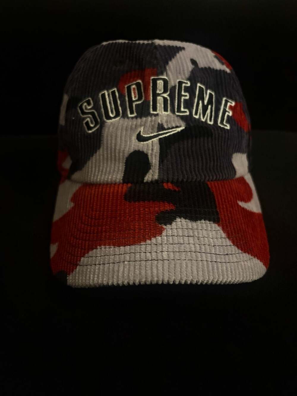 Supreme x Nike Arc Corduroy 6-Panel Red Camo Cap